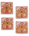 Tiramisu Set Of 4 Festive Gingerbread House Beaded Coasters In Multi