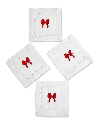 Tiramisu Set Of 4 Festive Red Bow Cocktail Napkins