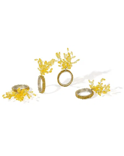 Tiramisu Set Of 4 Floraison Gilded Napkin Rings In Gold