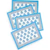 Tiramisu Set Of 4 Floral Block Print Cotton Napkins In Blue
