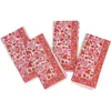 Tiramisu Set Of 4 Floral Block Print Cotton Napkins In Multi