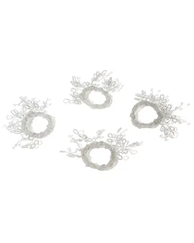 Tiramisu Set Of 4 Frosted Briar Napkin Rings In Metallic
