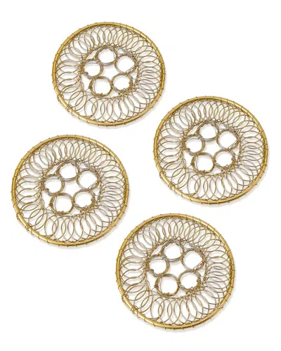 Tiramisu Set Of 4 Gilded Lattice Petal Coasters In Gold