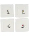 Tiramisu Gin Toast Embroidered Linen Cocktail Napkins