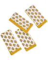 Tiramisu Set Of 4 Golden Marigold Block Print Napkins In Yellow