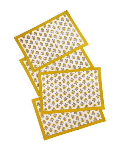 TIRAMISU TIRAMISU SET OF 4 GOLDEN MARIGOLD BLOCK PRINT PLACEMATS