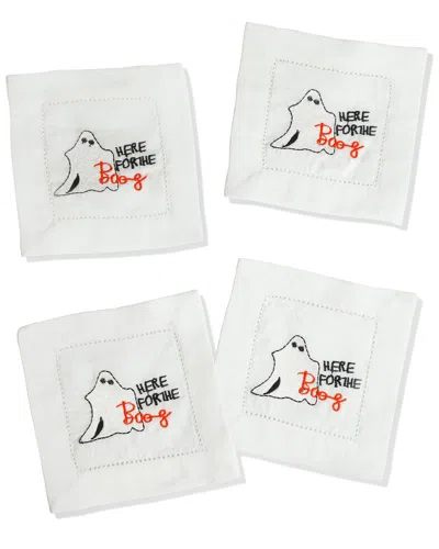 Tiramisu Set Of 4 Halloween Boo Cocktail Napkins In Orange