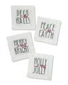Tiramisu Set Of 4 Holiday Cheer Cocktail Napkins In Green