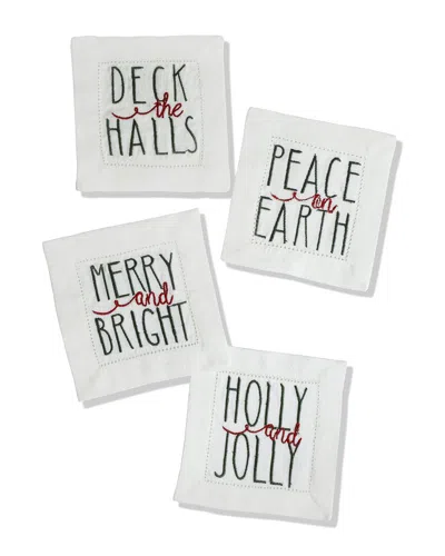 Tiramisu Set Of 4 Holiday Cheer Cocktail Napkins In Green