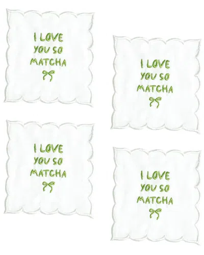 Tiramisu Set Of 4 I Love You So Matcha Cocktail Napkins In Green