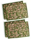 Tiramisu Set Of 4 Imperial Bloom Velvet Placemat In Green