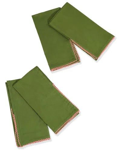 Tiramisu Set Of 4 Imperial Bloom Voile Napkin In Green
