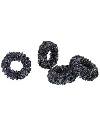 Tiramisu Set Of 4 Iridescent Galaxy Weave Napkin Rings In Black