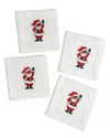 Tiramisu Set Of 4 Jolly Santa Cocktail Napkins In Red