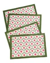 Tiramisu Set Of 4 Lotus Garden Block Print Placemats In Green