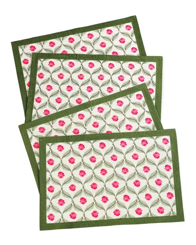 TIRAMISU TIRAMISU SET OF 4 LOTUS GARDEN BLOCK PRINT PLACEMATS