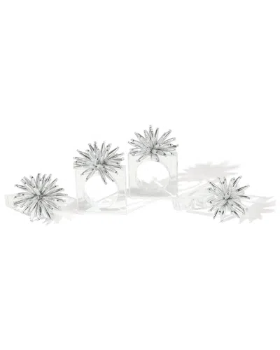Tiramisu Set Of 4 Lunar Burst Napkin Rings In Silver