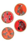Tiramisu Set Of 4 Metal Coasters In Red