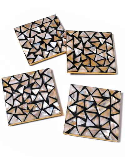 TIRAMISU TIRAMISU SET OF 4 MOTHER OF PEARL COASTERS- MOSAIC PATTERN
