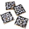 Tiramisu Set Of 4 Mother Of Pearl Resin Coasters In Black/white