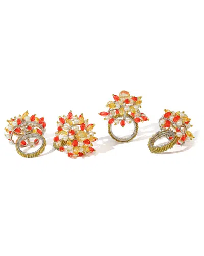 Tiramisu Set Of 4 Nocturne Vine Napkin Rings In Multi