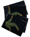 Tiramisu Set Of 4 Noir Saphir Velvet Placemat In Black