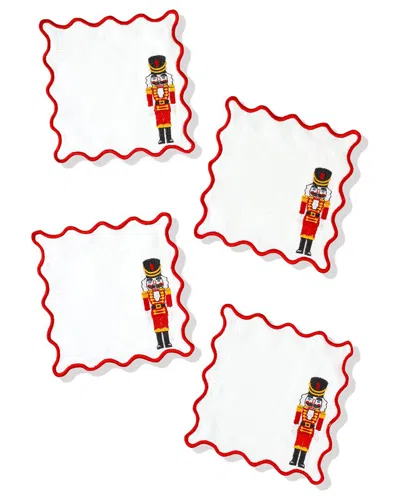 TIRAMISU TIRAMISU SET OF 4 NUTCRACKER PARADE EMBROIDERED COCKTAIL NAPKINS