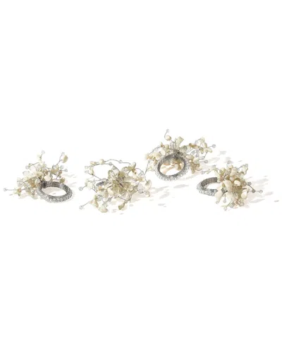 Tiramisu Set Of 4 Opaline Bloom Napkin Rings In Multi