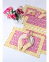 Tiramisu Set Of 4 Orchid Luxe Block Print Placemats In Yellow