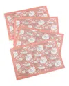 Tiramisu Set Of 4 Peach Blossom 1 Block Print Placemats In Pink