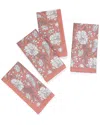 Tiramisu Set Of 4 Peach Blossom Block Print Placemats In Pink