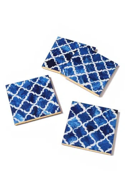 Tiramisu Set Of 4 Resin Coasters In Blue