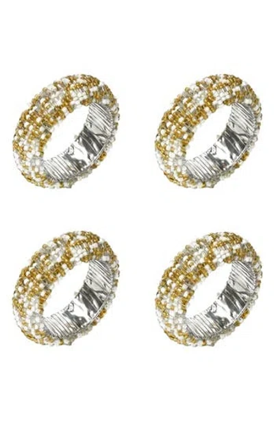 Tiramisu Set Of 4 Shimmer Napkin Rings In Gold