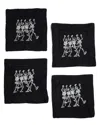 Tiramisu Set Of 4 Skeleton Dance Cocktail Napkins In Black