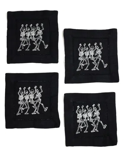 TIRAMISU TIRAMISU SET OF 4 SKELETON DANCE COCKTAIL NAPKINS