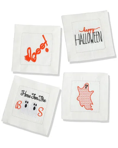 Tiramisu Set Of 4 Spooky Spirits Cocktail Napkins In Orange