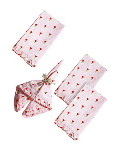 Tiramisu Set Of 4 Sweetheart Tulip Ruffle Dinner Napkins In Pink