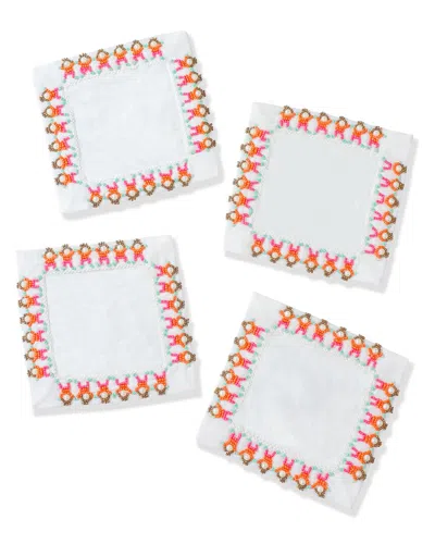 Tiramisu Set Of 4 The Amity Beaded Cocktail Napkins In White
