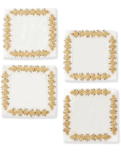 Tiramisu Set Of 4 The Aurelia Beaded Cocktail Napkins In Gold