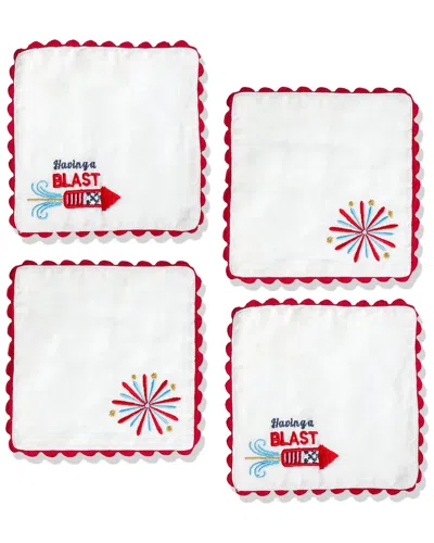 Tiramisu Set Of 4 The Firecracker Scalloped Cocktail Napkins In Multi