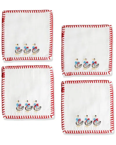Tiramisu Set Of 4 The Gossamer Goose Cocktail Napkins In Red