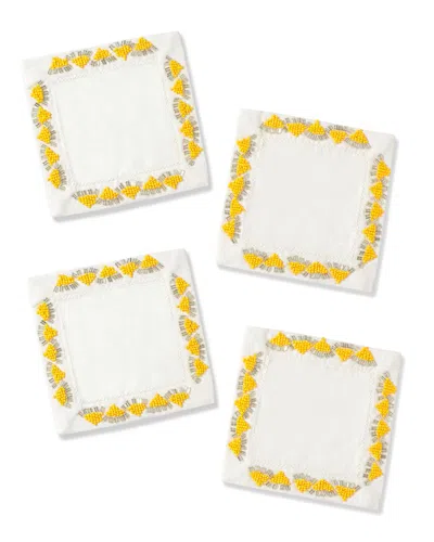 Tiramisu Set Of 4 The Lyra Geometric Cocktail Napkins In White