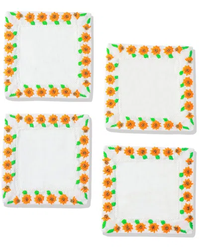 Tiramisu Set Of 4 The Marigold Beaded Cocktail Napkins In Multi