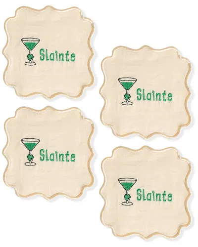 Tiramisu Set Of 4 The Sláinte Scalloped Cocktail Napkins In Pink