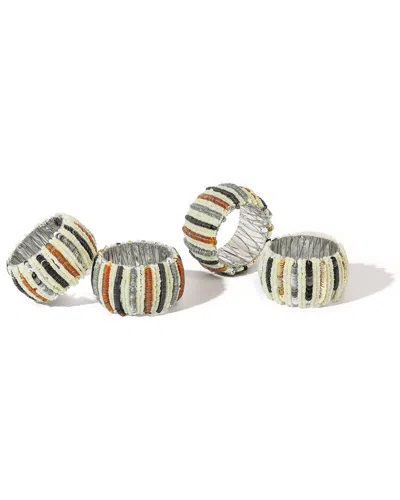 Tiramisu Set Of 4 Tierra Striped Napkin Rings In Multi