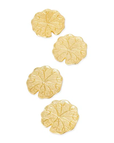 Tiramisu Set Of 4 Victoria Gilded Lily Pad Coasters In Gold