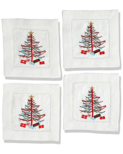 Tiramisu Set Of 4 Winter Wonderland Cocktail Napkins In Green