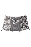 Tiramisu Set Of Three Modern Graphic Floral Kitchen Towels In Black