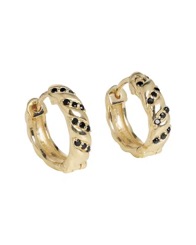 Tiramisu Silver 0.18 Ct. Tw. Black Spinel Hoops In Multi
