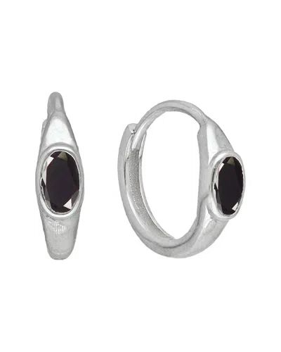 Tiramisu Silver 0.60 Ct. Tw. Black Onyx Huggie Earrings In Blue